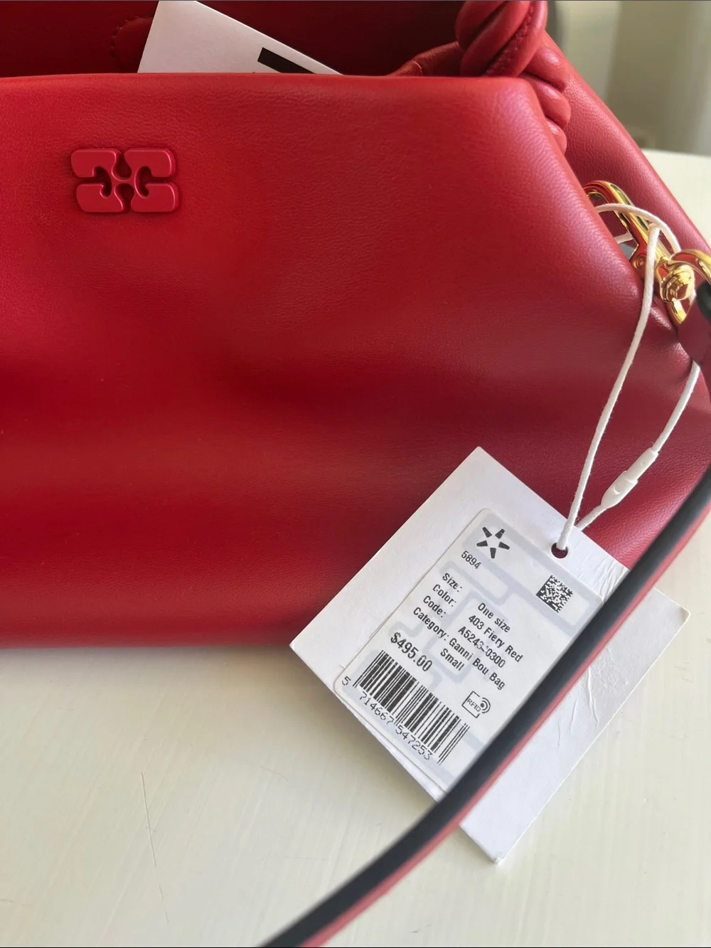 NWT Ganni small bou bag in fiery red